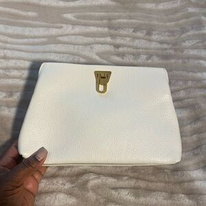 Elegant White Leather Clutch